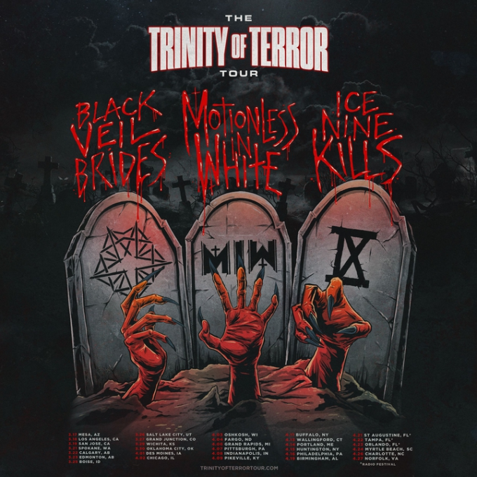 Trinity Of Terror Tour: Ice Nine Kills, Black Veil Brides & Motionless In White at Azura Amphitheater